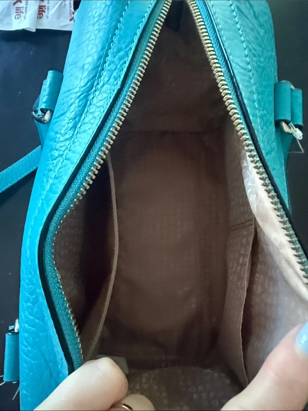 kate spade Teal Perforated Leather Satchel with Gold Hardware
